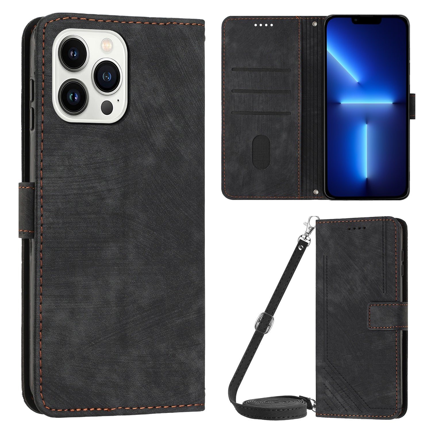 For iPhone 13 Pro 6.1 inch PU Leather Skin-touch Phone Case Lines Imprinted Wallet Stand Flip Cover For iPhone 13 Pro 6.1 inch PU Leather Skin-touch Phone Case Lines Imprinted Wallet Stand Flip Cover
